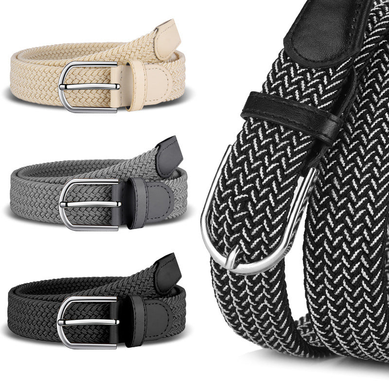 Woven Stretch Belt for Men – Elastic Fit & Alloy Buckle