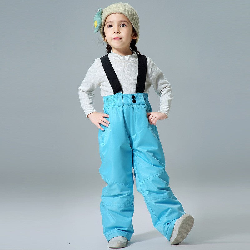 Kids’ Waterproof Thick Warm Ski Pants with Suspenders