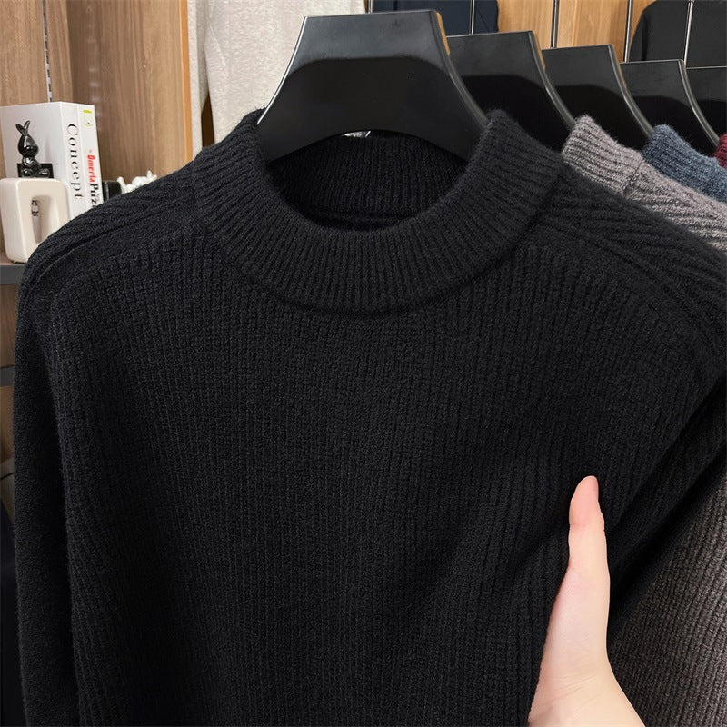 STOCK-Men’s Casual High Collar Pullover Sweater – Winter Knit