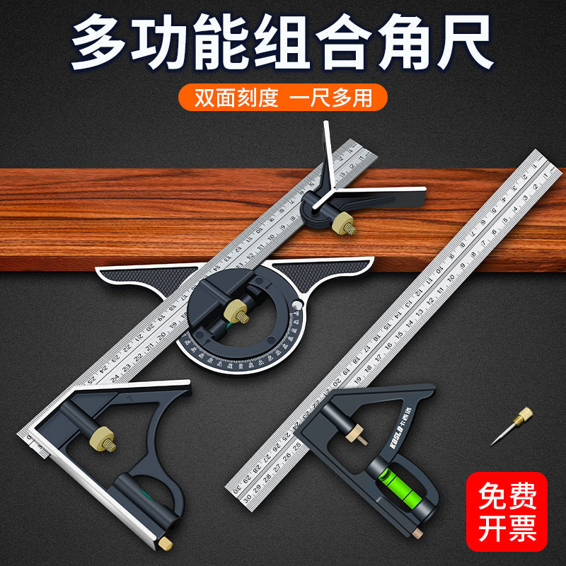 Stainless Steel Combination Angle Ruler – 45°/90° Movable