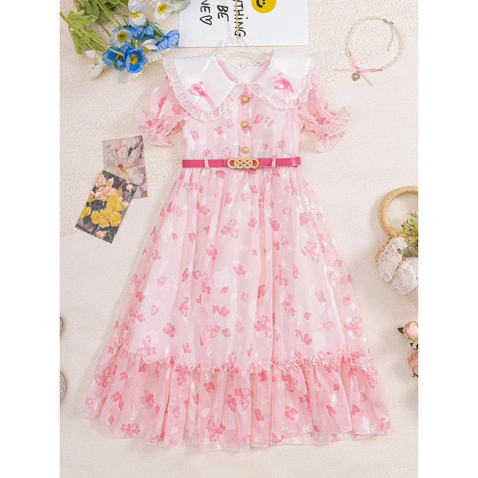 Little Girl Chiffon Floral Beach Dress 2025 Summer Princess Skirt