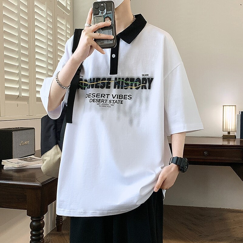 Letter Print Turtleneck Tee – Trendy Summer Streetwear