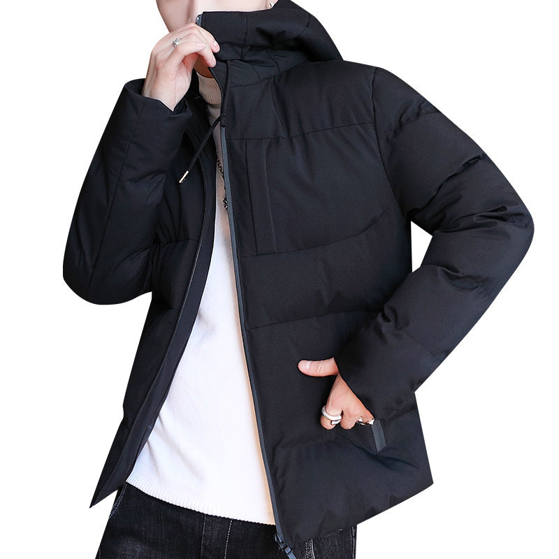 Men’s Winter Cotton-Padded Hooded Coat Versatile Down Jacket