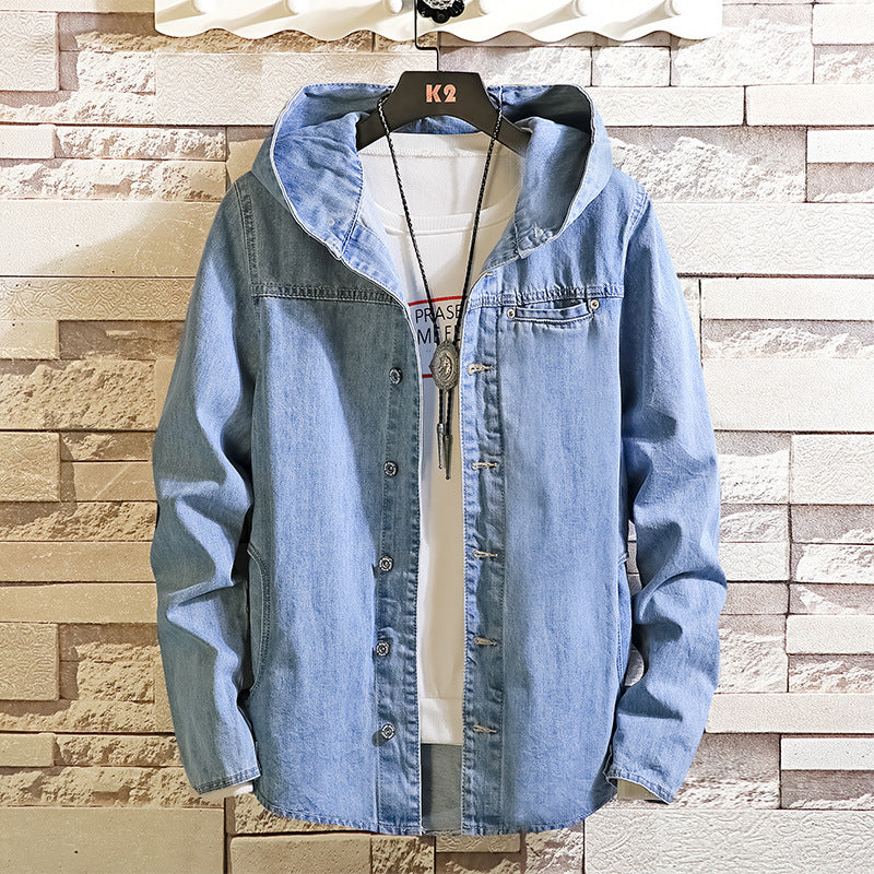 Japanese Denim Hooded Jacket | Men’s Autumn Casual Long-Sleeve