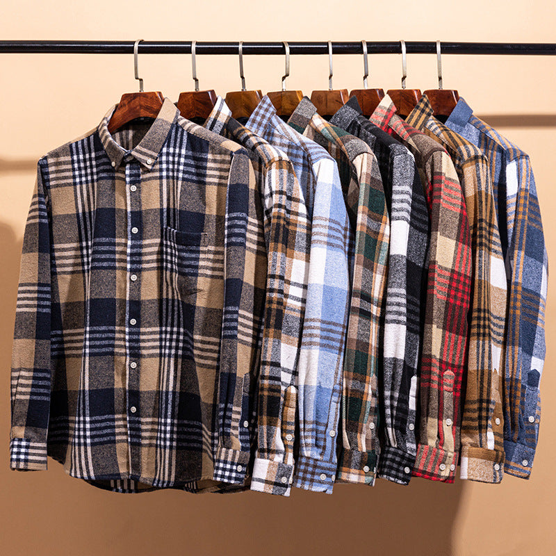 INSTOCK-100% Cotton Plaid Casual Mens Shirt 2025