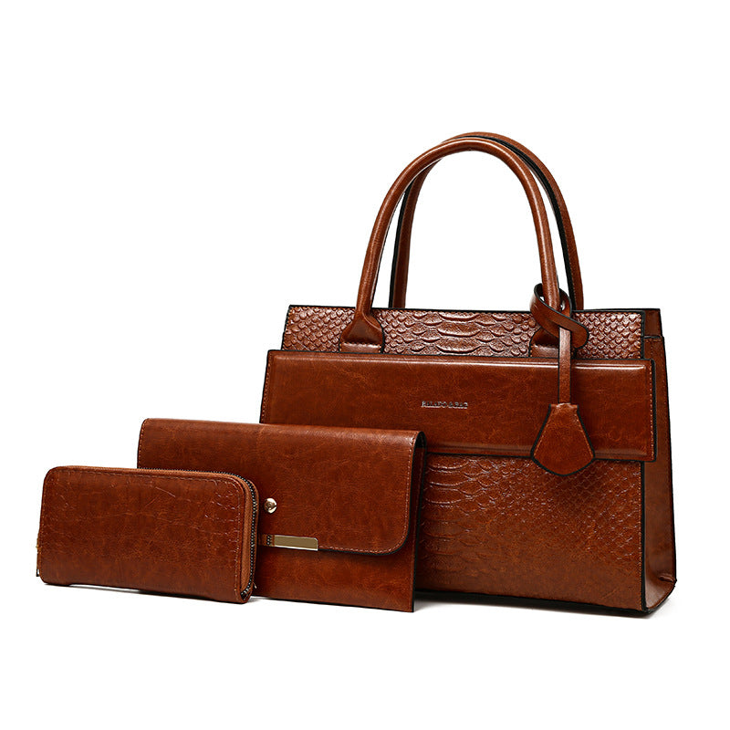 Croc-Embossed Portable Women's Shoulder Crossbody Bag