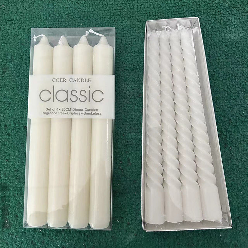 European-Style Ivory White Smokeless Long Rod Candle
