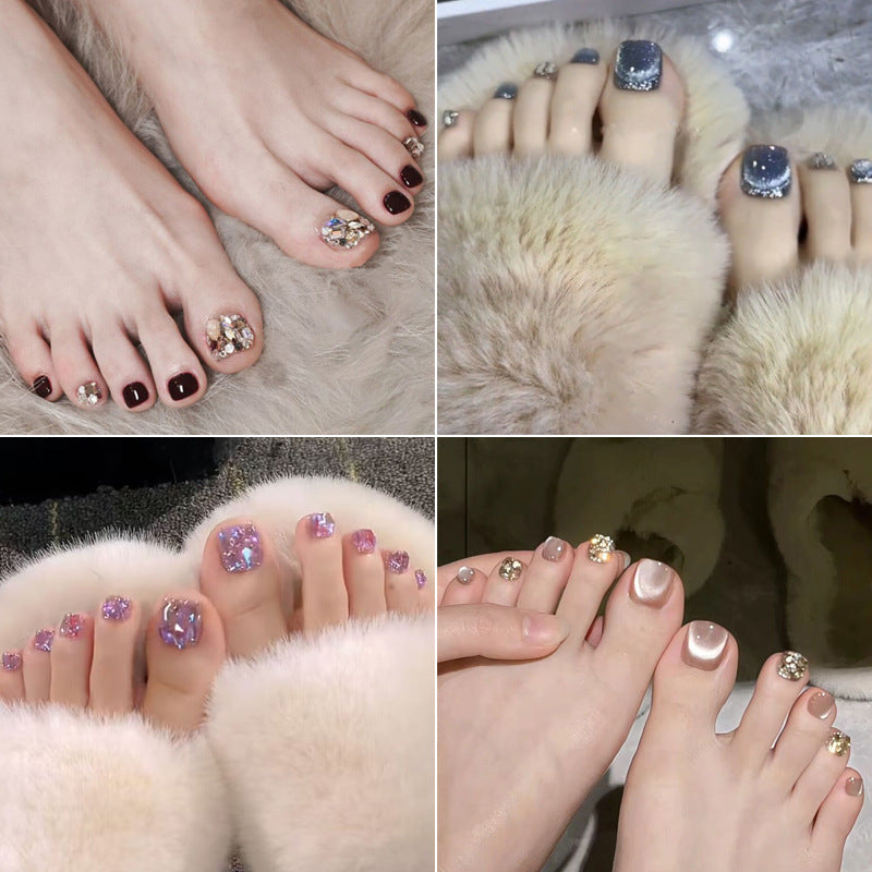 White Toenail Patches – 24pcs Removable Summer Pedicure Set