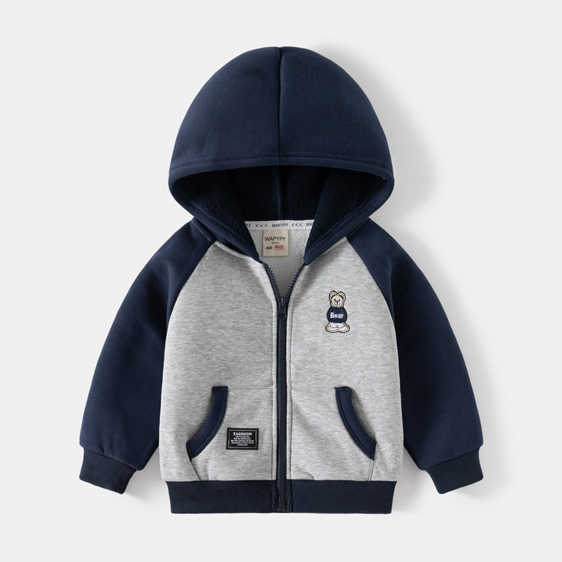 Boys Zipper Hoodie Jacket | Warm Autumn & Winter Wear