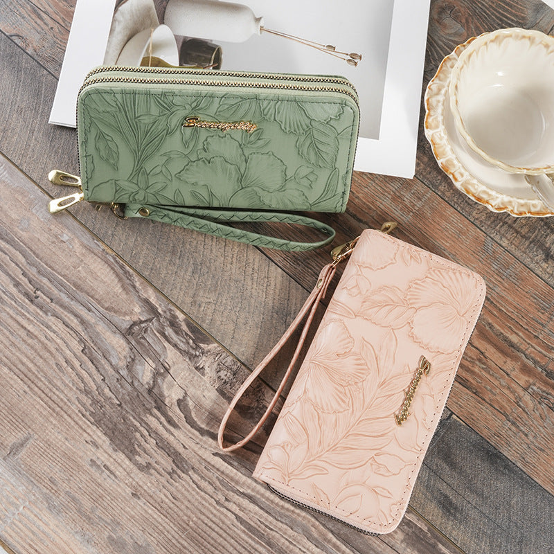 Embossed Double-Zip Wallet – Elegant, Spacious & High-End