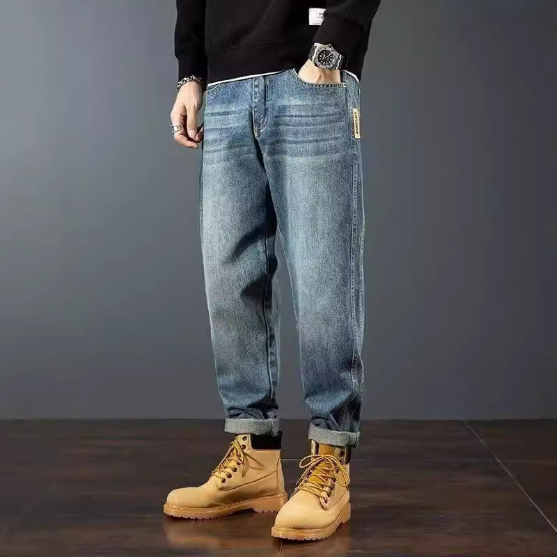 Loose Harem Straight Jeans Casual Winter Men