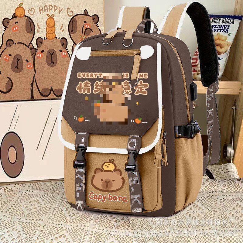 STOCK-Kapibara Cartoon School Bag for Kids – Large & Light