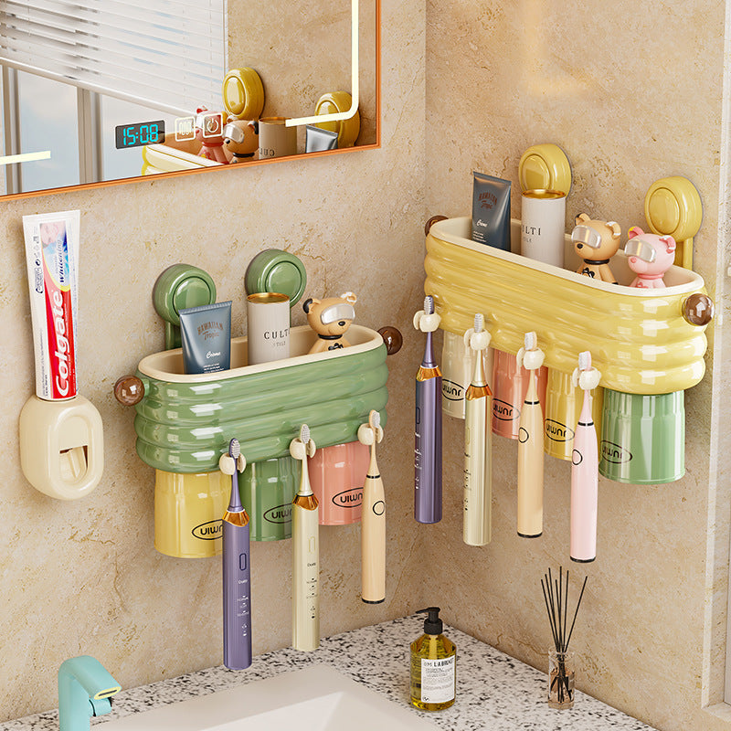 Dopamine Color Wall-Mounted Toothbrush Cup Holder Rack