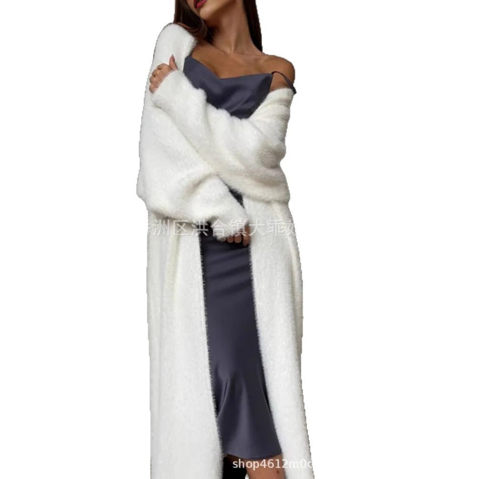 Women’s Plush Long Mink Velvet Cardigan Coat