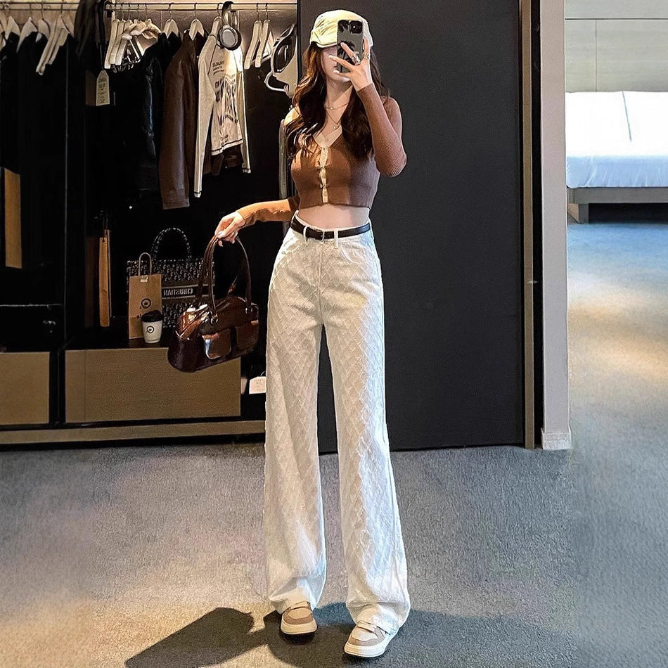 Women’s White Jeans Narrow Straight & Wide-Leg High Waist Casual