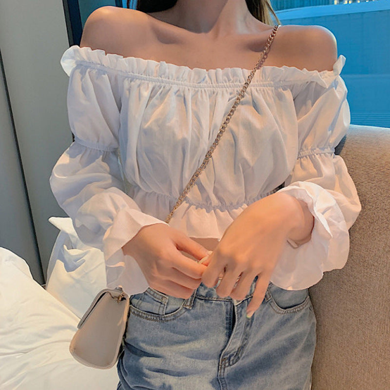 Off Shoulder Puff Sleeve Crop Top for Women Students Nepali!