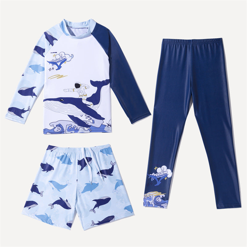 Kids' 3-Piece Swimwear Set – Long Sleeve & Sun Protection