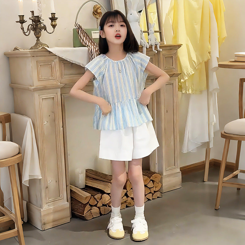 Girls Striped Shirt & Shorts Set – Summer Kids Clothes Nepal | Tudoholic