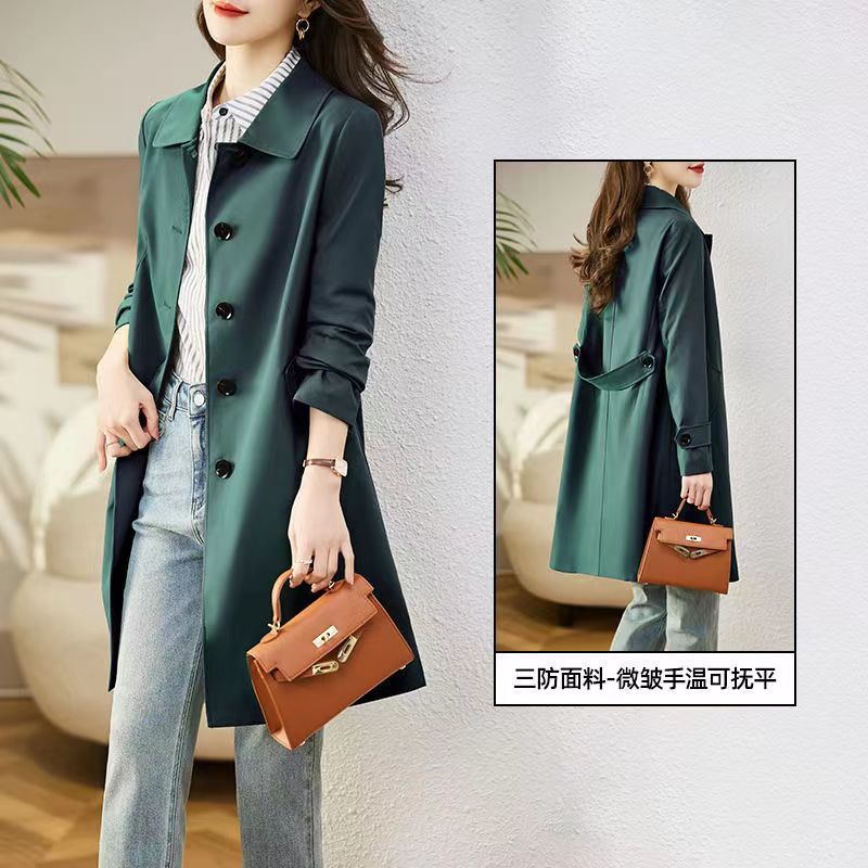British Style Mid Length Women’s Windbreaker Slim Jacket