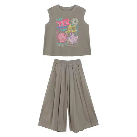 Girls Sleeveless Print Summer Two-Piece Set – Light Kids Fashion Nepal | Tudoholic