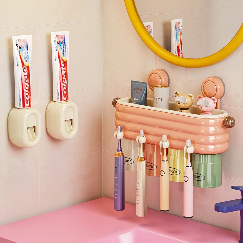 No-Drill Wall-Mounted Toothbrush Cup Holder Rack
