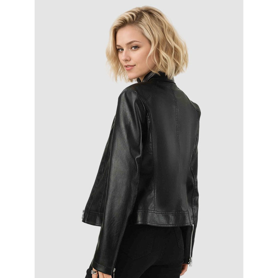 Women’s Slim-Fit Motorcycle Leather Jacket