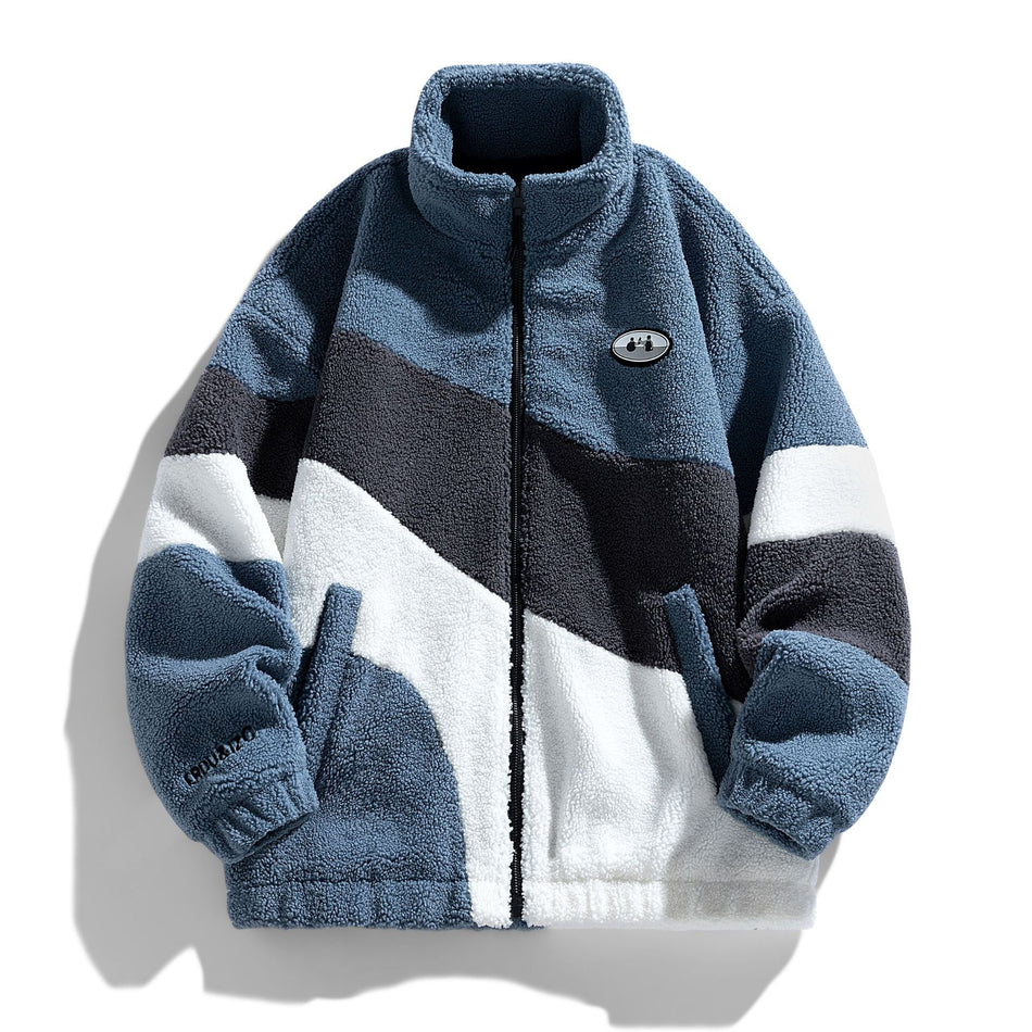 STOCK-Men’s Lamb Wool Thickened Stand Collar Jacket