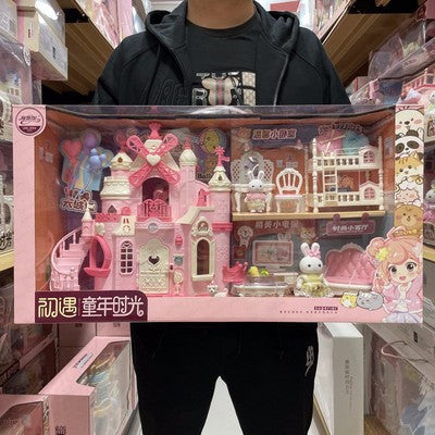 Bunny Castle Villa Dollhouse Play Set with Furniture