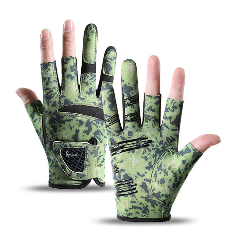 Men’s Ice Silk Sun Protection Half-Finger Gloves – Non-Slip