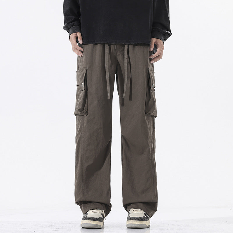 LKTM Men's Retro Outdoor Functional Wide Leg Cargo Pants