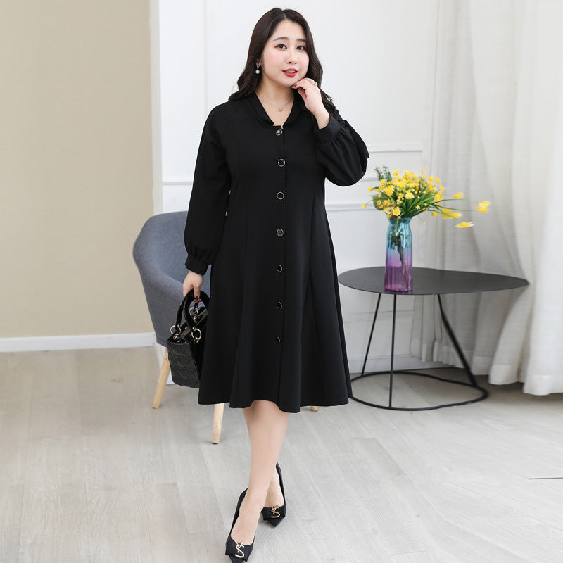 Plus Size Western Style Belly Covering Midi Dress Women Slim Fit