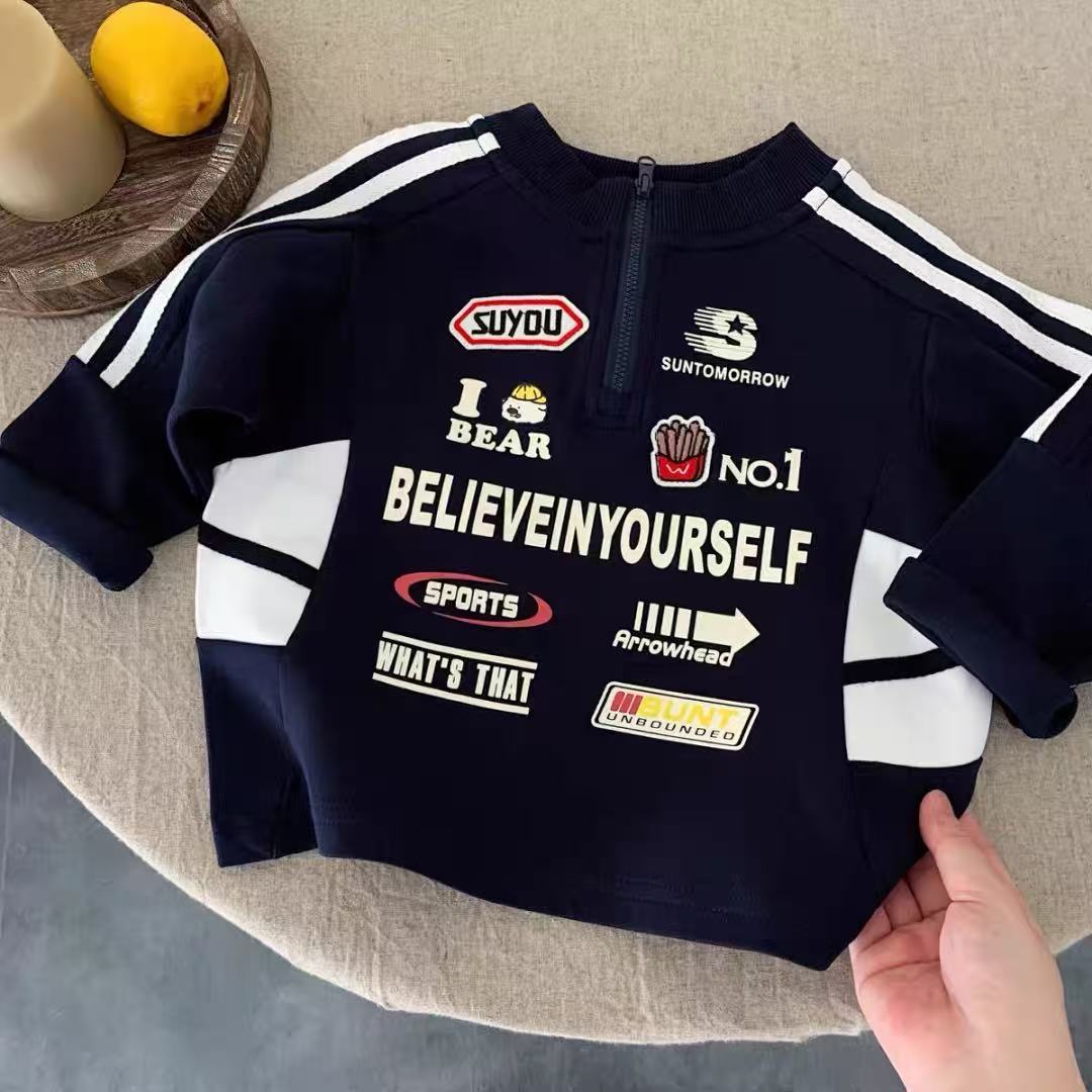 Boys’ Motorcycle Jacket 2025 – Stand-Up Collar Sweatshirt – Kids Fashion Nepal | Tudoholic