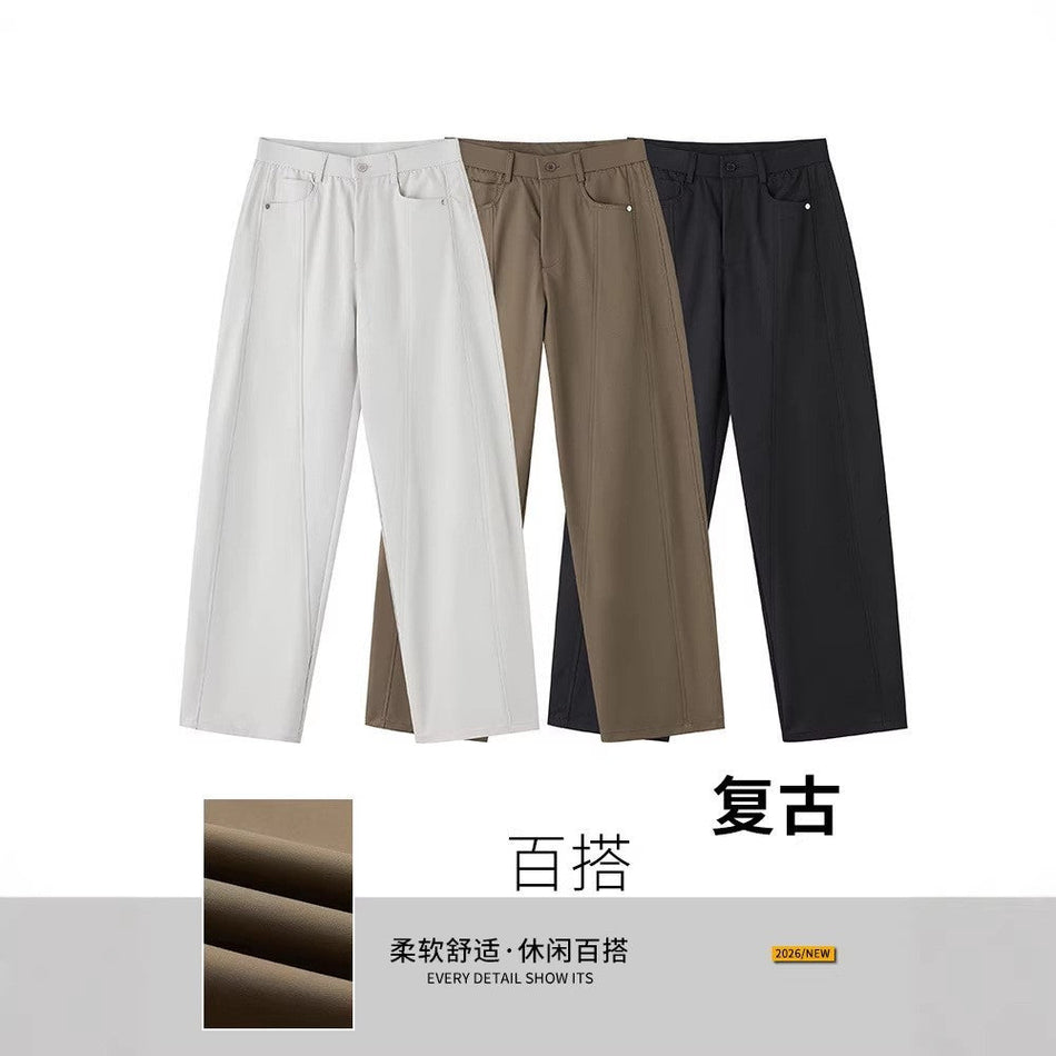 American Apricot Wide-Leg Casual Pants for Couples