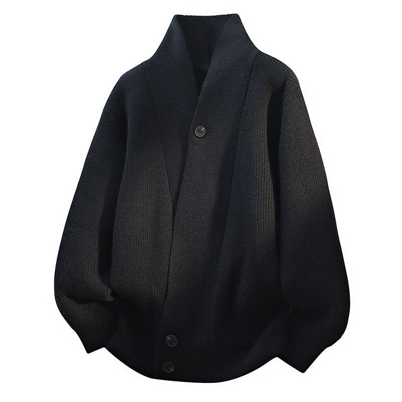 STOCK-Old Money Style Men's Cardigan Knit Sweater Loose Jacket