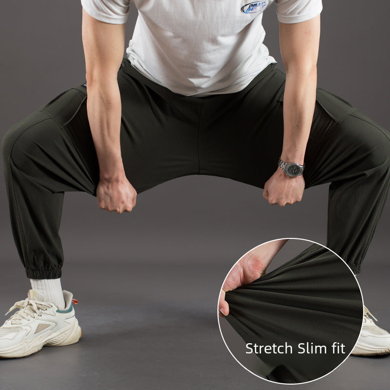 Men's High Elastic Work Pants – Thin Multi-Pocket Casual