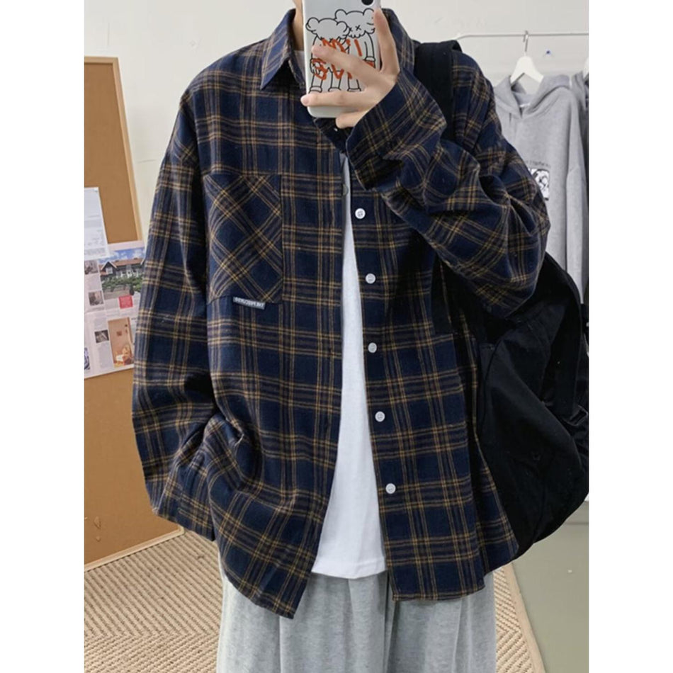 STOCK-Men’s Retro Plaid Shirt – Classic Campus Style Nepal