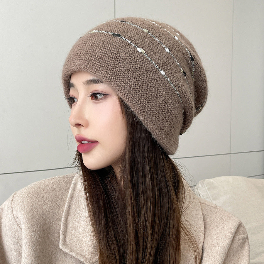 Women’s Rabbit Fur Knit Winter Hat with Ear Protection
