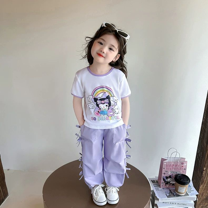 Girls Korean Bow Cartoon Top & Pants Set – Cute Kids Fashion Nepal | Tudoholic
