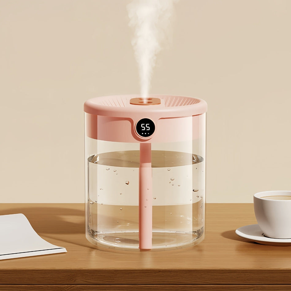 2L Dual-Spray USB Humidifier with Night Light & Display