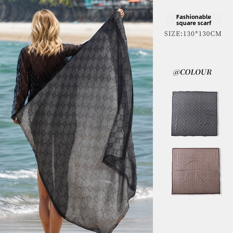 Summer Seaside Scarf | Large Square Sunscreen Shawl for Women
