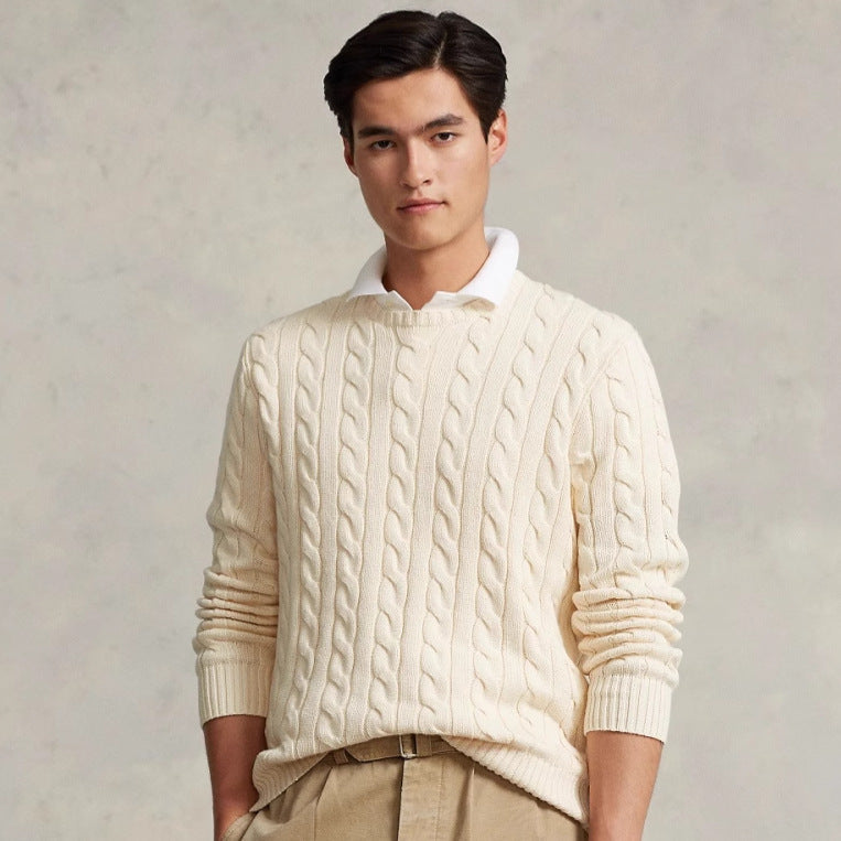 Men’s Autumn Winter Thick Twisted Half Turtleneck Sweater