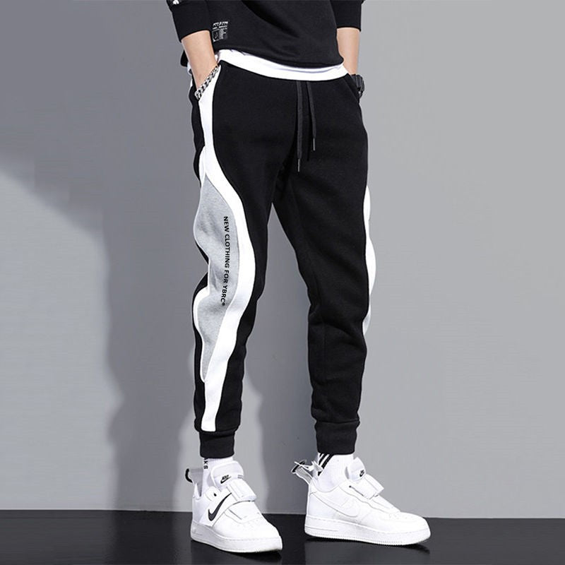 INSTOCK-Men’s Korean Cuffed Sweatpants – Trendy, Spliced & Sporty