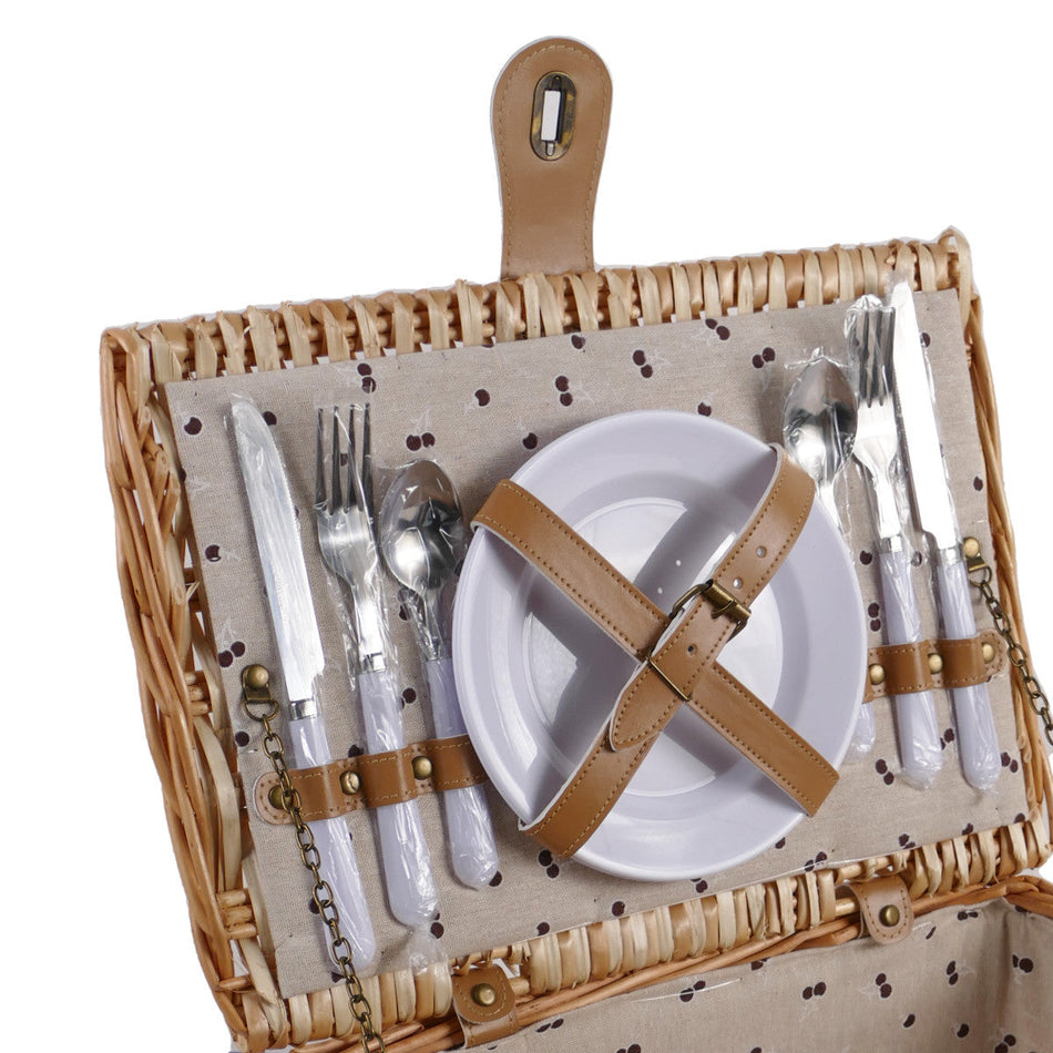 New Woven Rattan Picnic Basket Set for Outdoor Cooking