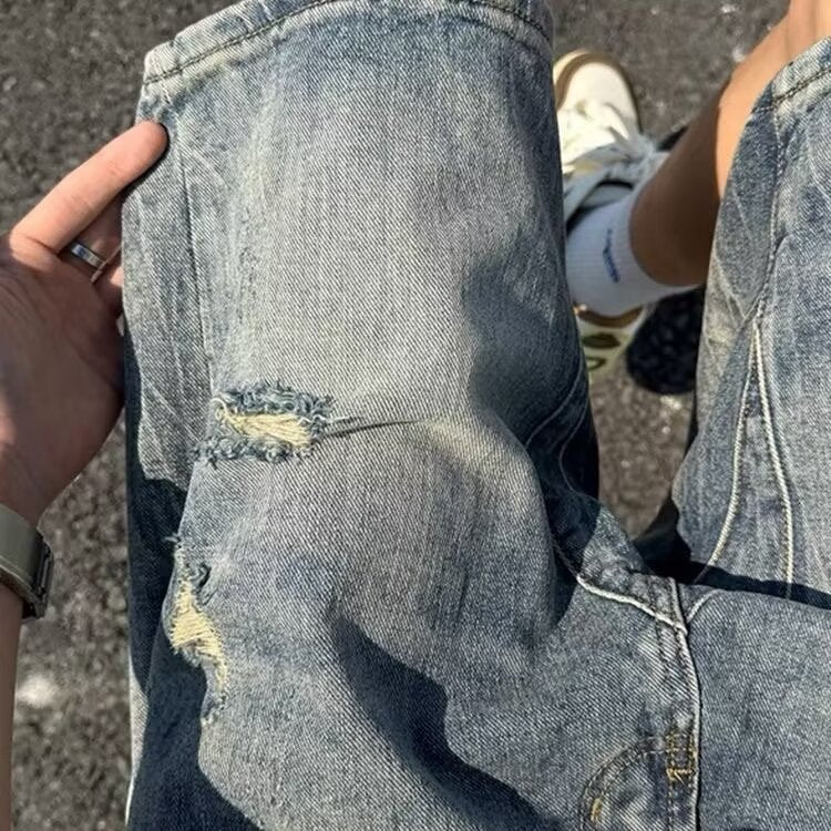 Rapped Men’s Denim Shorts – Loose Retro Summer Fit