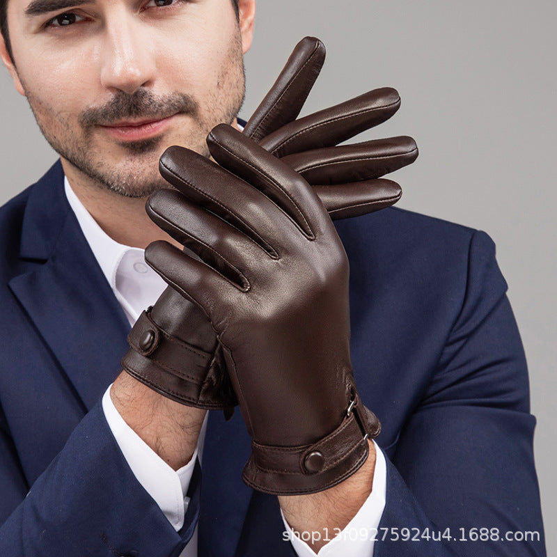 Men’s Genuine Sheepskin Winter Gloves – Touchscreen Warm