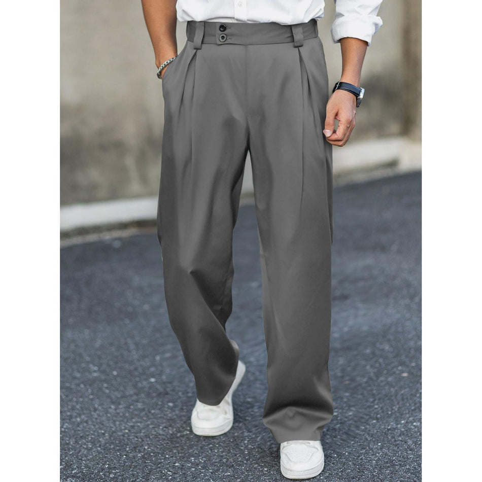 Men’s Pleated Drapey Loose Straight Casual Korean Style Pants
