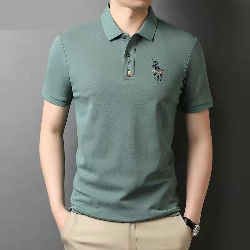Men’s Business Plus Size Polo Shirt Embroidered Solid Color