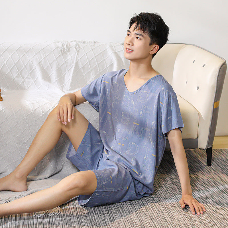 Men's Cotton Silk Pajamas Set – Summer Lightweight Wear