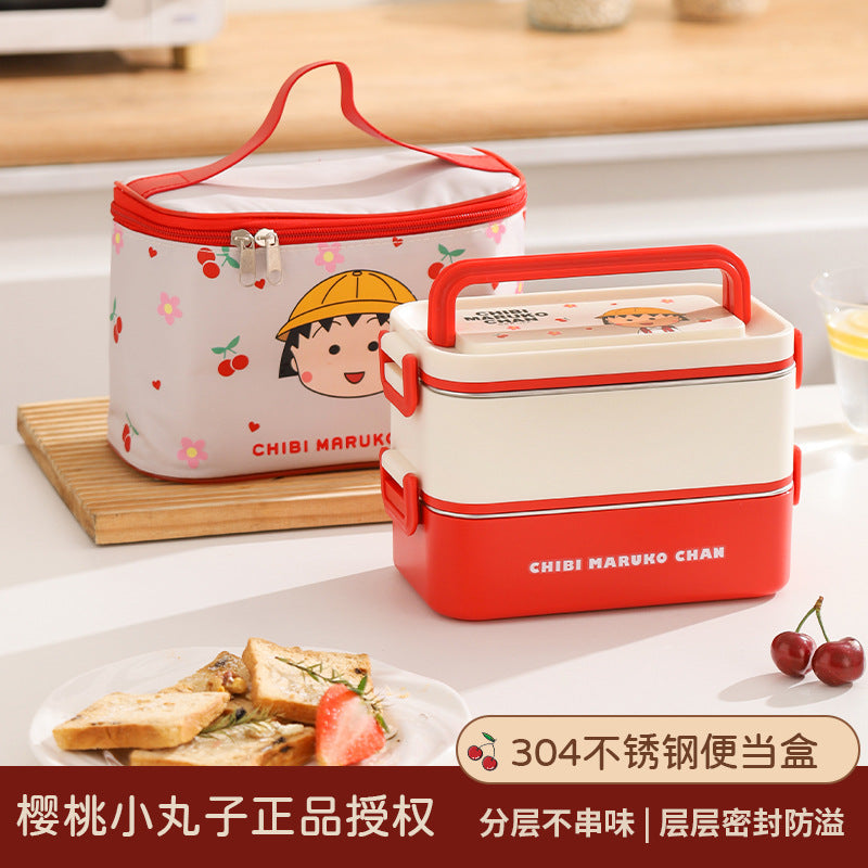 Cherry Maruko Stainless Steel Lunch Box Microwave Heating Office