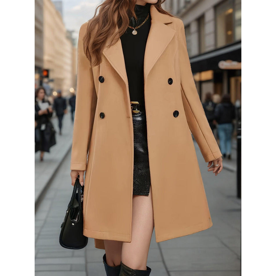 European American Thickened Double-Breasted Women’s Windbreaker